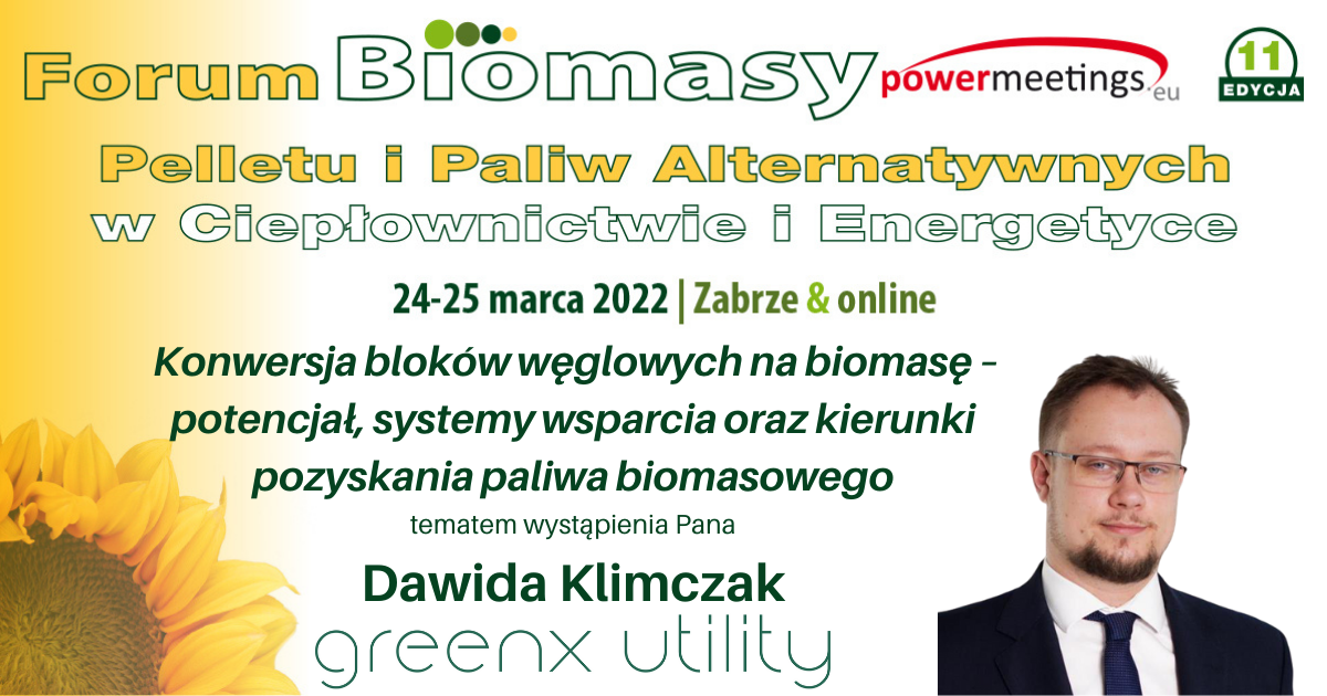 Dawid Klimczak z GreenX Utility wystąpi na XI Forum Biomasy i RDF w Zabrzu